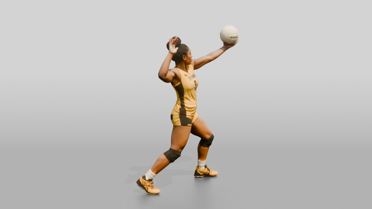 Black Female Volleyball Player in Yellow Uniform