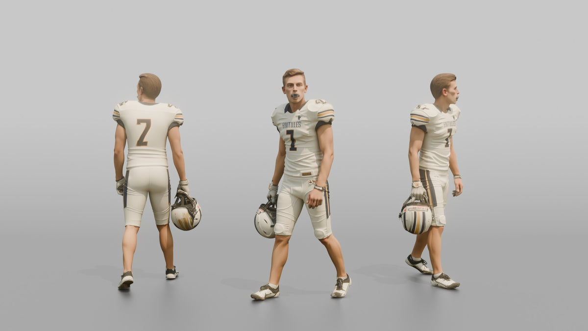 Placekicker Lining Up His Approach - 3D character model