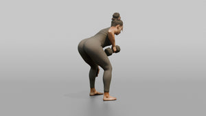 Weightlifter Woman Performing A Bent-over Dumbbell Row - 3D character model