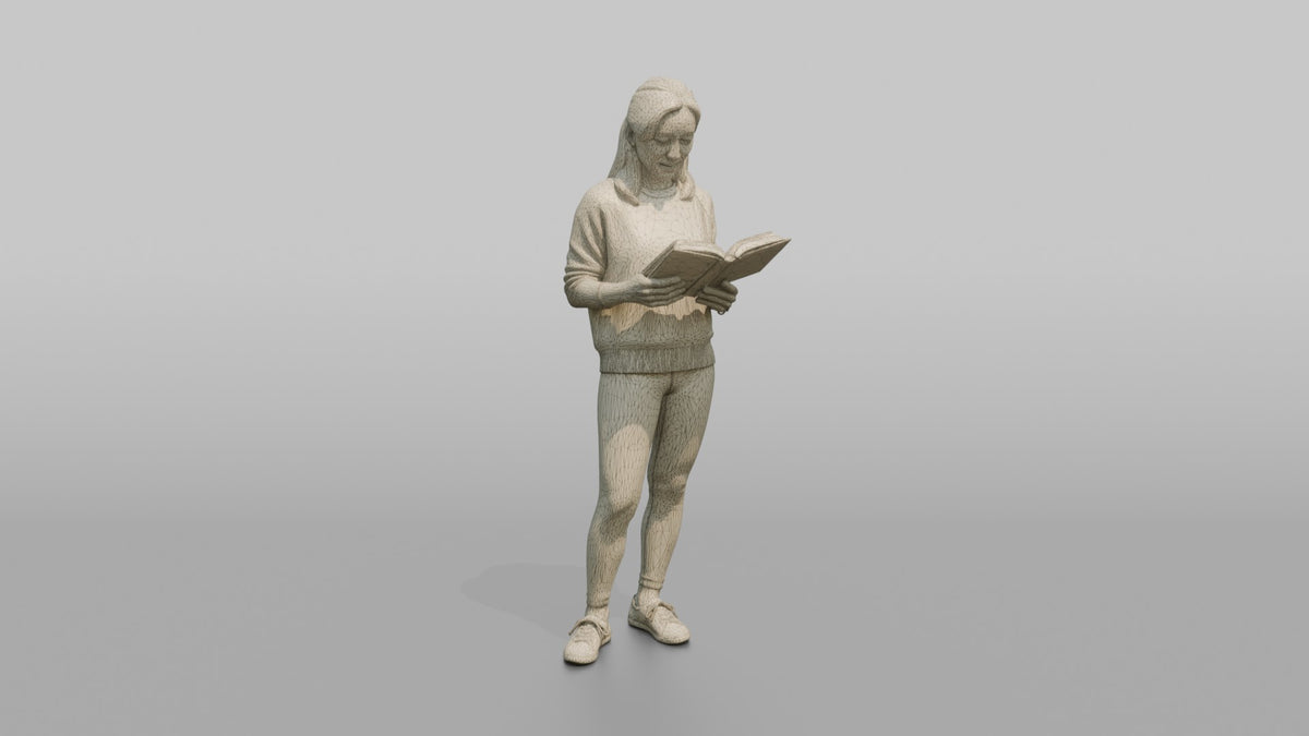Mother Holding An Open Book, Reading - wireframe topology preview