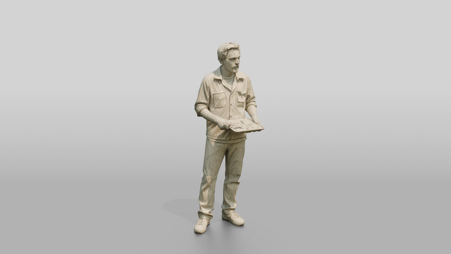 Slim Caucasian Male Prisoner Holding a Plastic Food Tray
