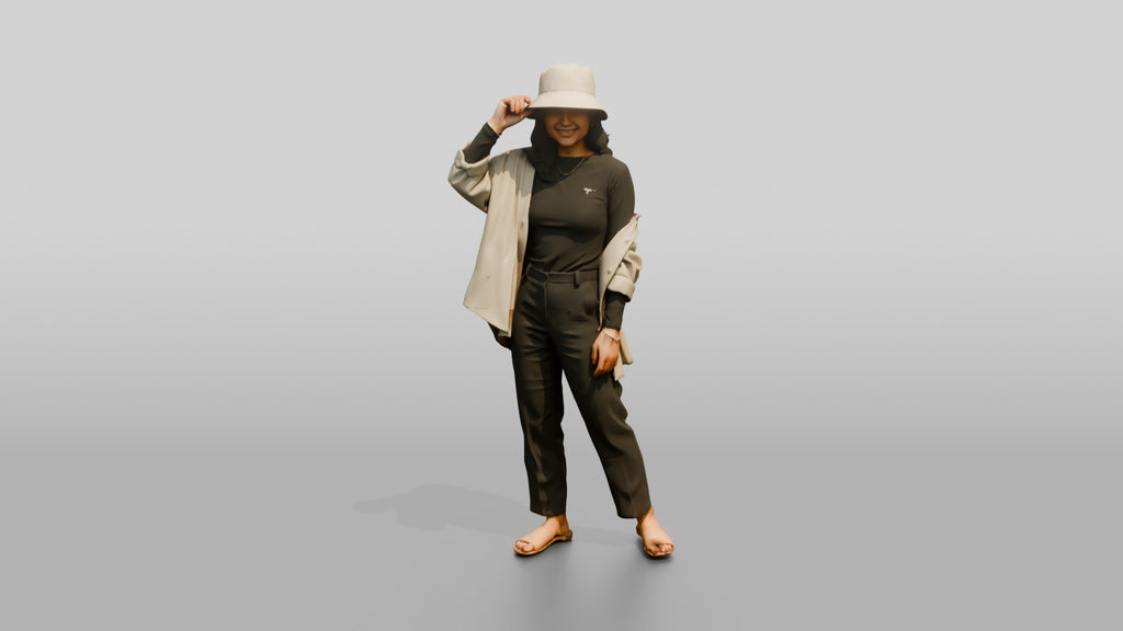 Woman Touching the Rim of Her Hat
