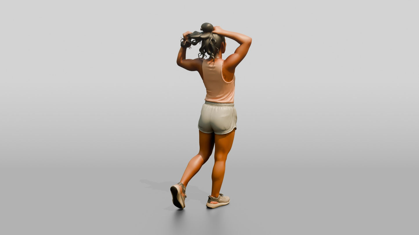 Athletic Greek Woman Tying Her Hair Back