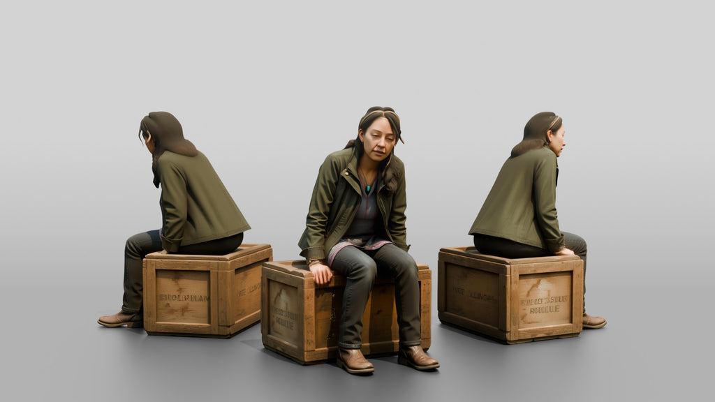 Homeless Woman Looking Unsteady While Sitting on a Crate
