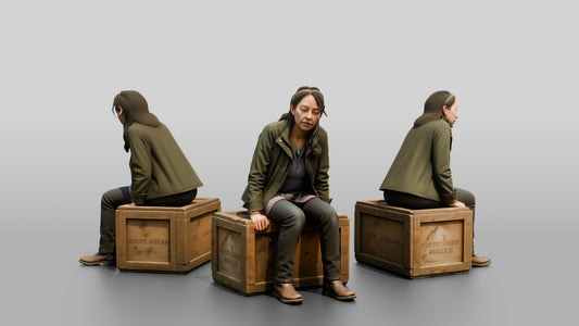 Homeless Woman Looking Unsteady While Sitting on a Crate