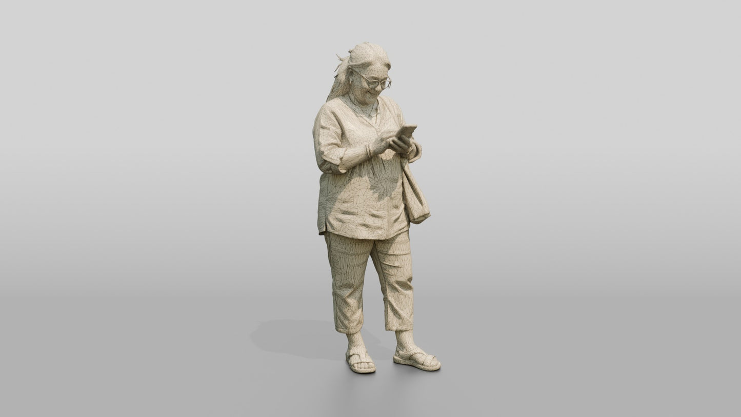 Middle-Aged Plus-Size Maltese Woman Texting on Her Phone