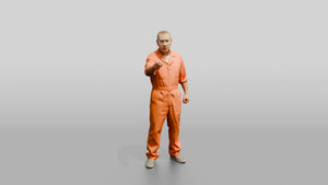 East Asian Male Prisoner in an Orange Jumpsuit - 3D character model, view 1