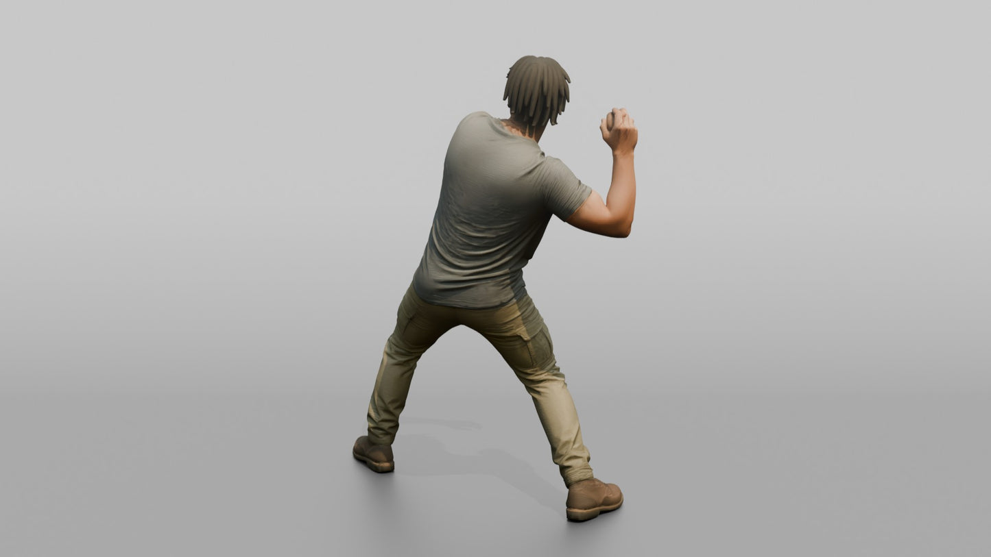 Protester Man Throwing a Punch