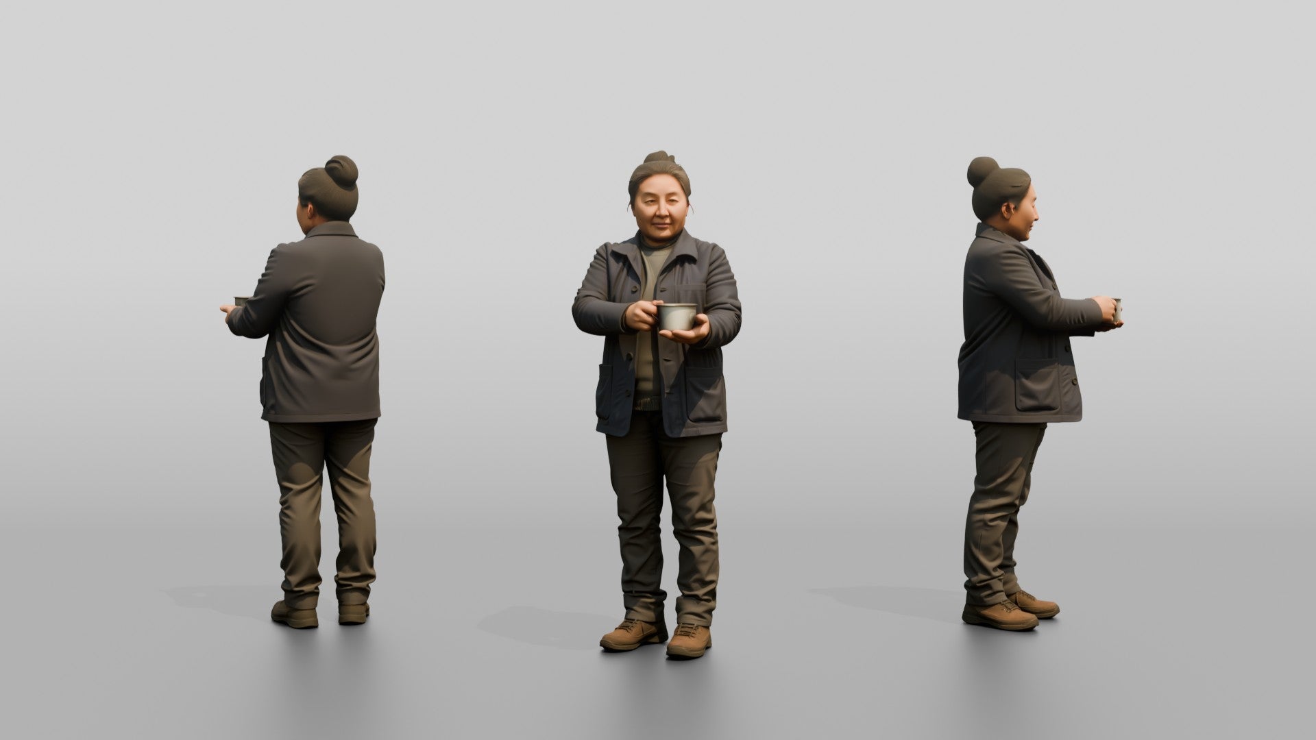 Homeless Woman Holding Out a Small Metal Cup