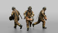 Firefighter Man Running Forward with a Rotary Rescue Saw