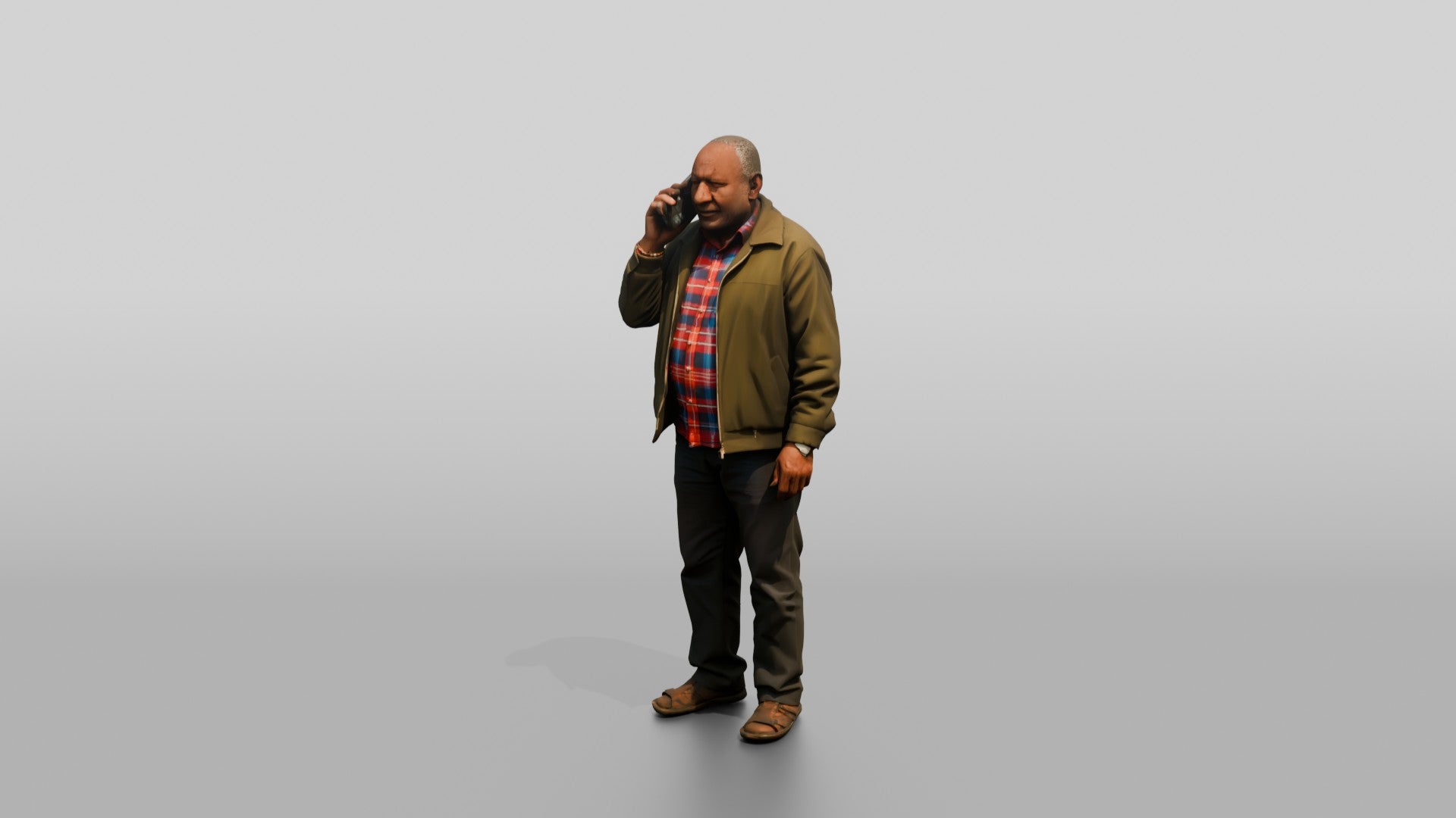 Elderly African Man Talking on the Phone