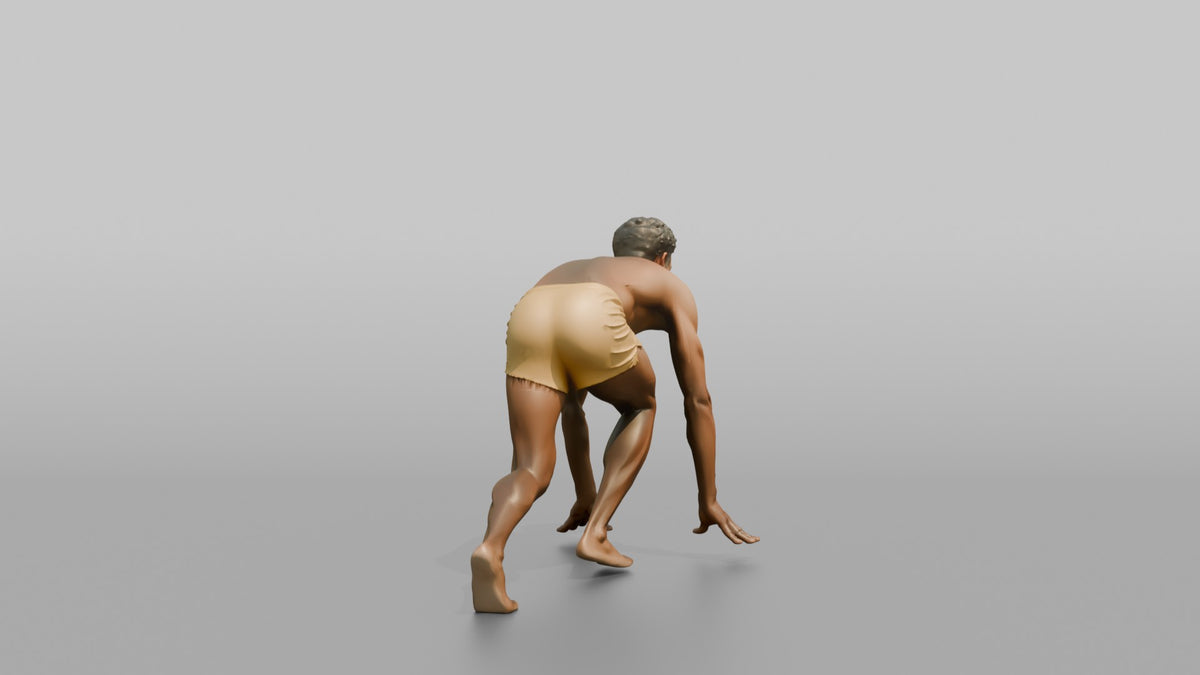Cardio Athlete Man In A Starting Sprinter's Crouch - 3D character model, view 2