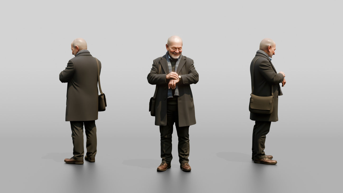 Elderly Norwegian Man Waiting for a Friend