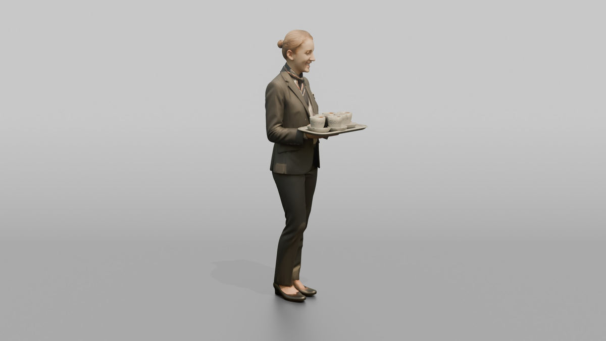 Black Airline Captain Checking His Wristwatch - 3D character model, view 2