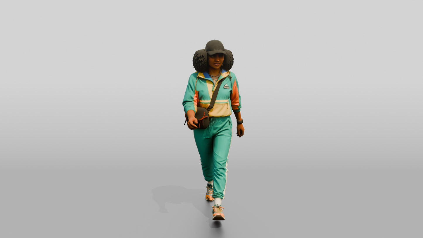 Afro-Latina Woman in Vibrant Windbreaker