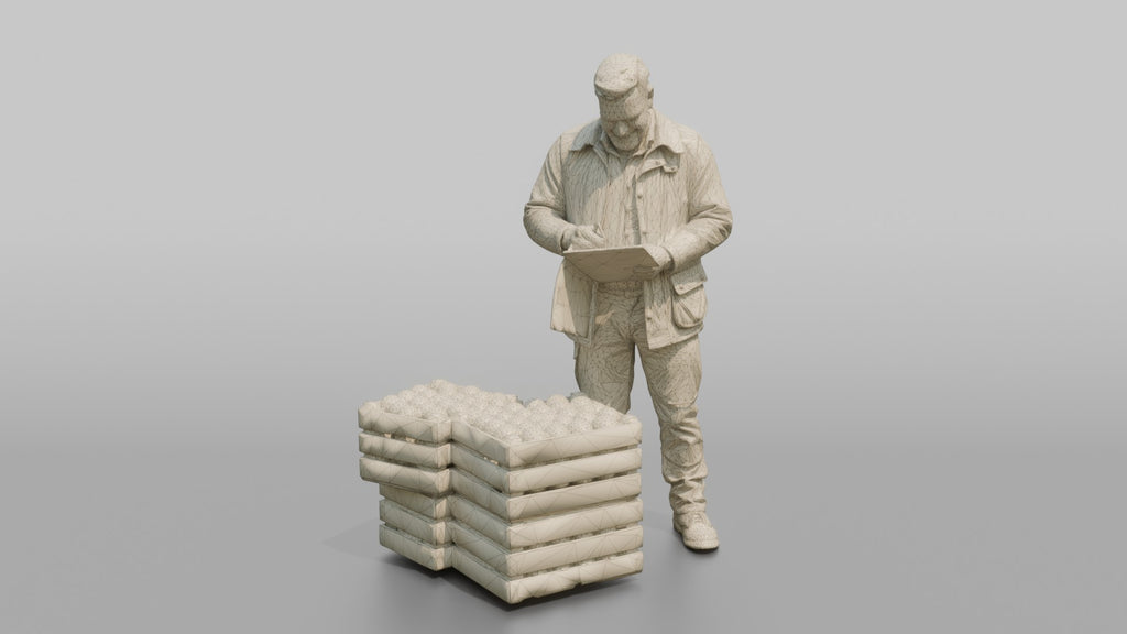 Farmer Examining Apples For Quality On Clipboard