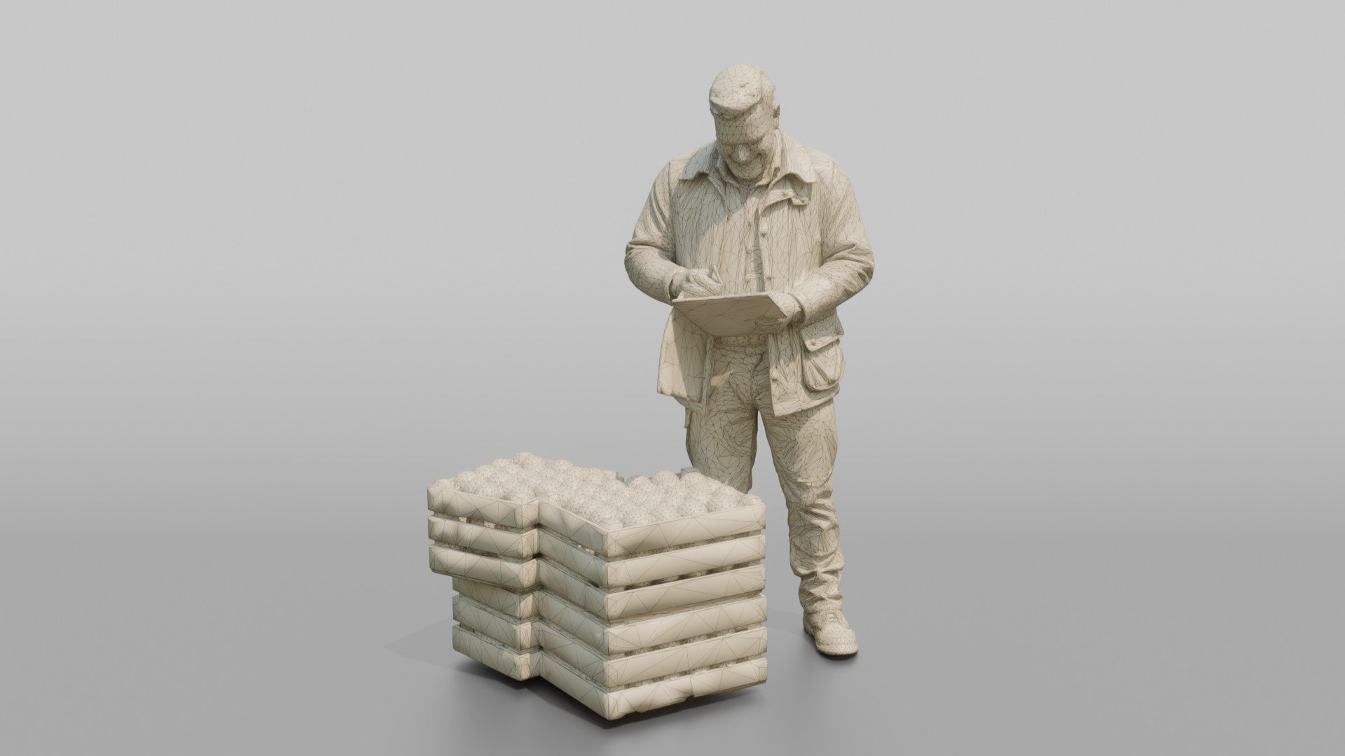 Farmer Examining Apples For Quality On Clipboard