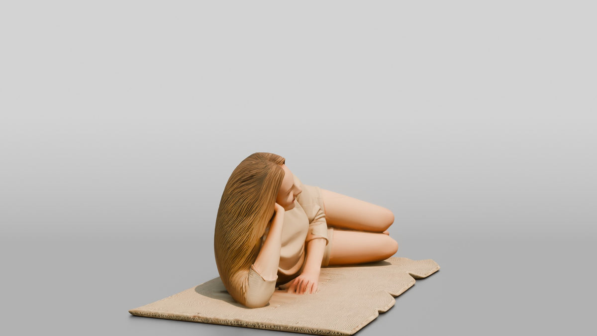 Woman Reclining on the Floor - 3D character model, view 2