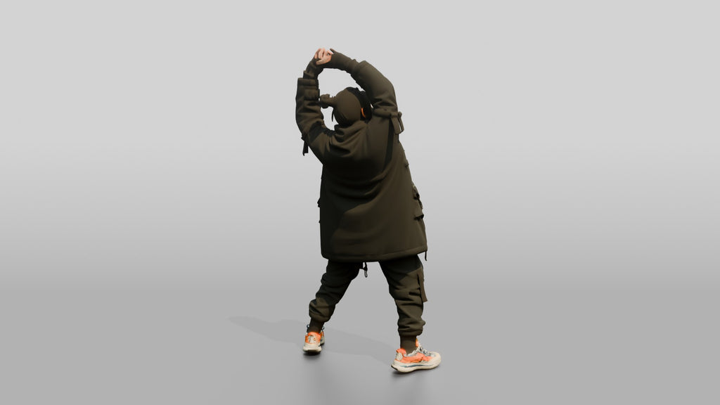 Techwear Woman Stretching Her Arms