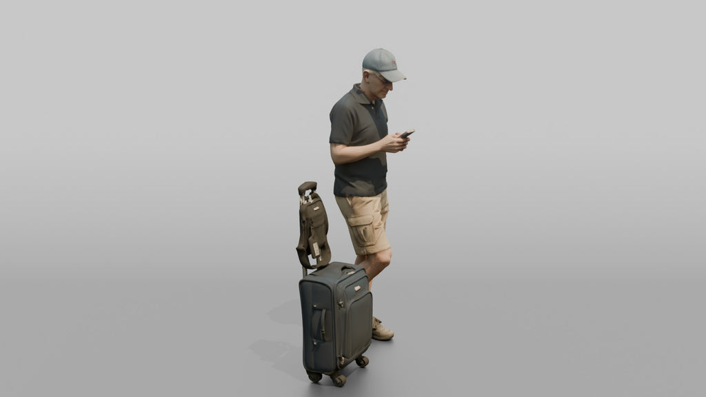 Traveler Leaning Against A Pillar