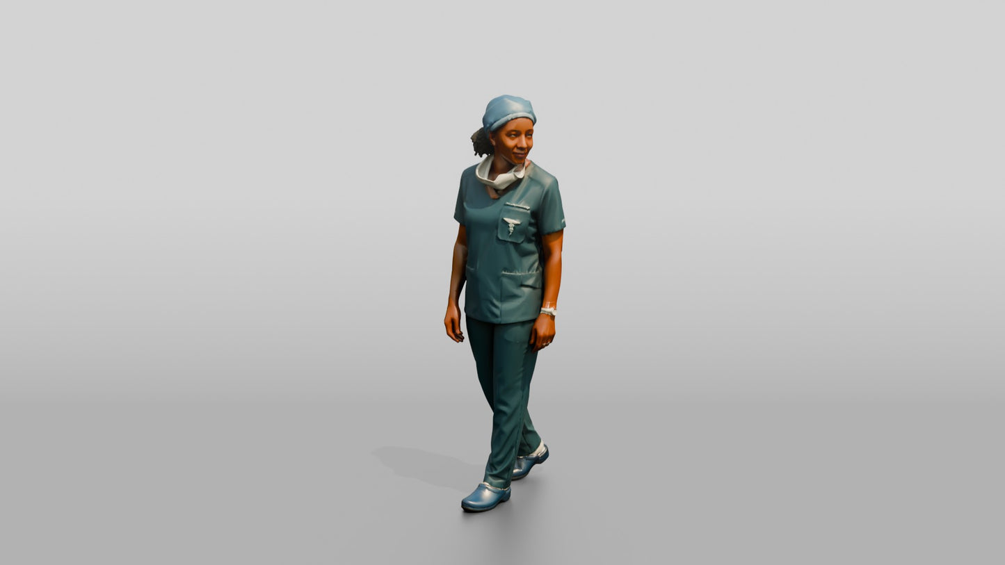 Middle-Aged Black Woman Doctor Looking Back
