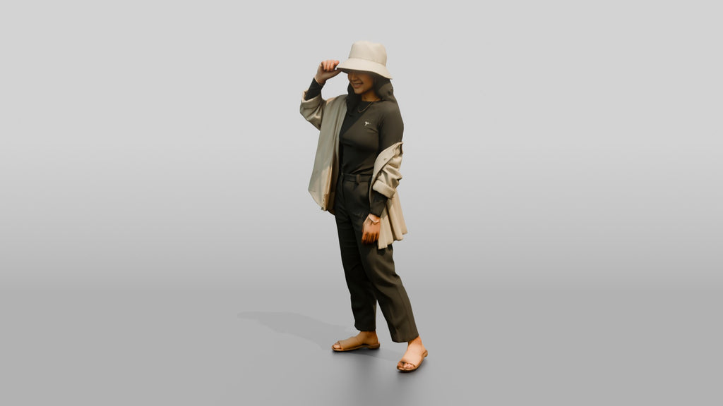 Woman Touching the Rim of Her Hat