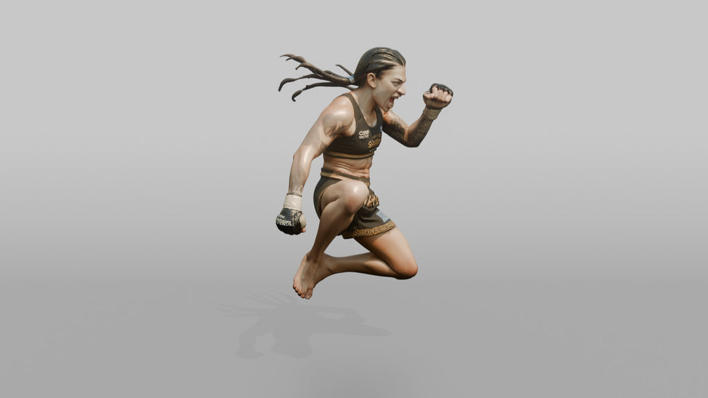 MMA Fighter Aggressive Flying Knee