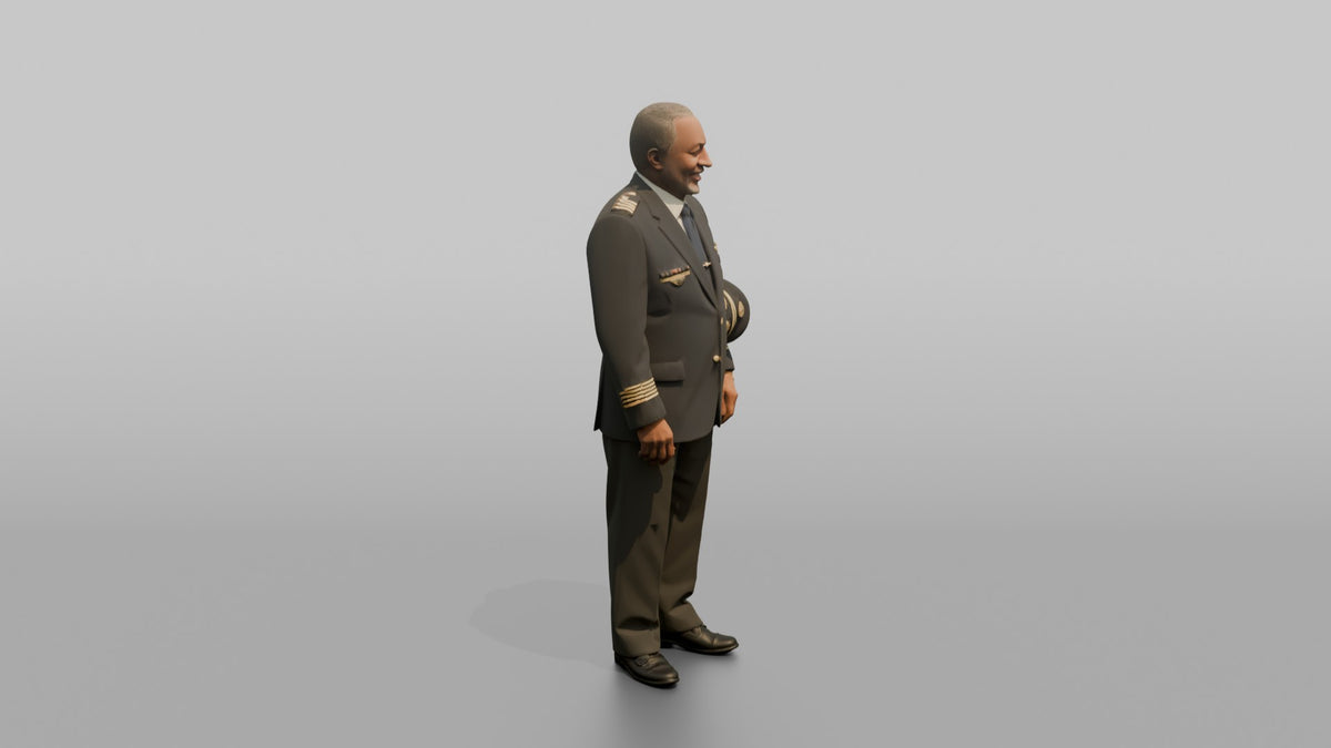 South Asian Flight Attendant Adjusting a Cabin Light Panel - 3D character model, view 2