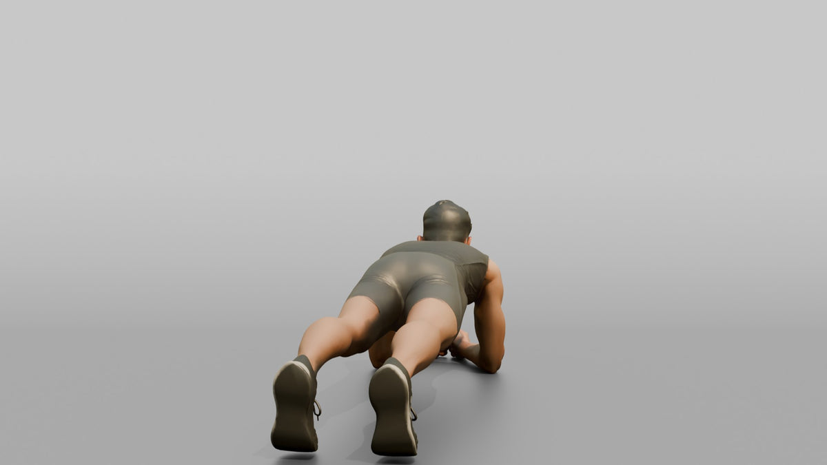 Fitness Influencer Man Holding A Plank Position - 3D character model, view 3