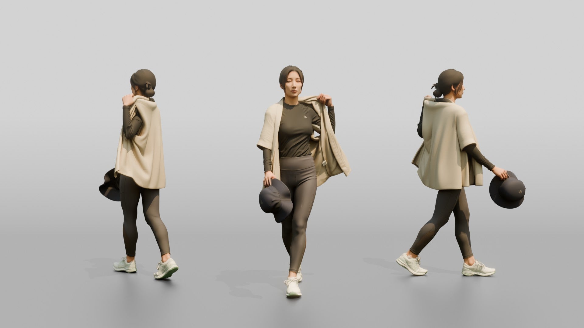 Woman Lifting Linen Cover-Up Off Shoulders