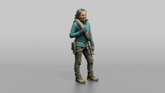 Scrambler Carrying a Coiled Rope - 3D character model, view 1