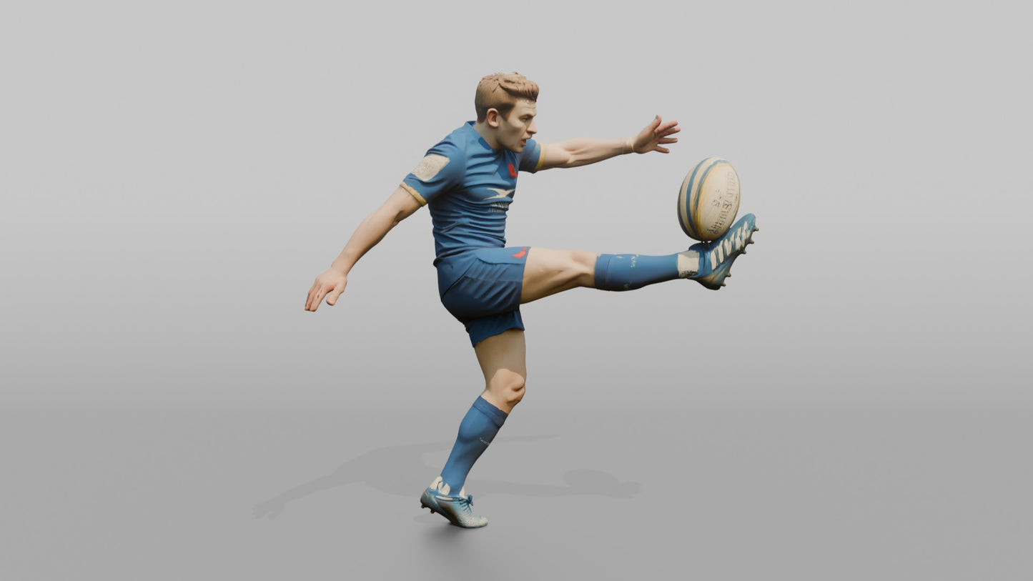 French Fly-Half Executing a Spiral Kick