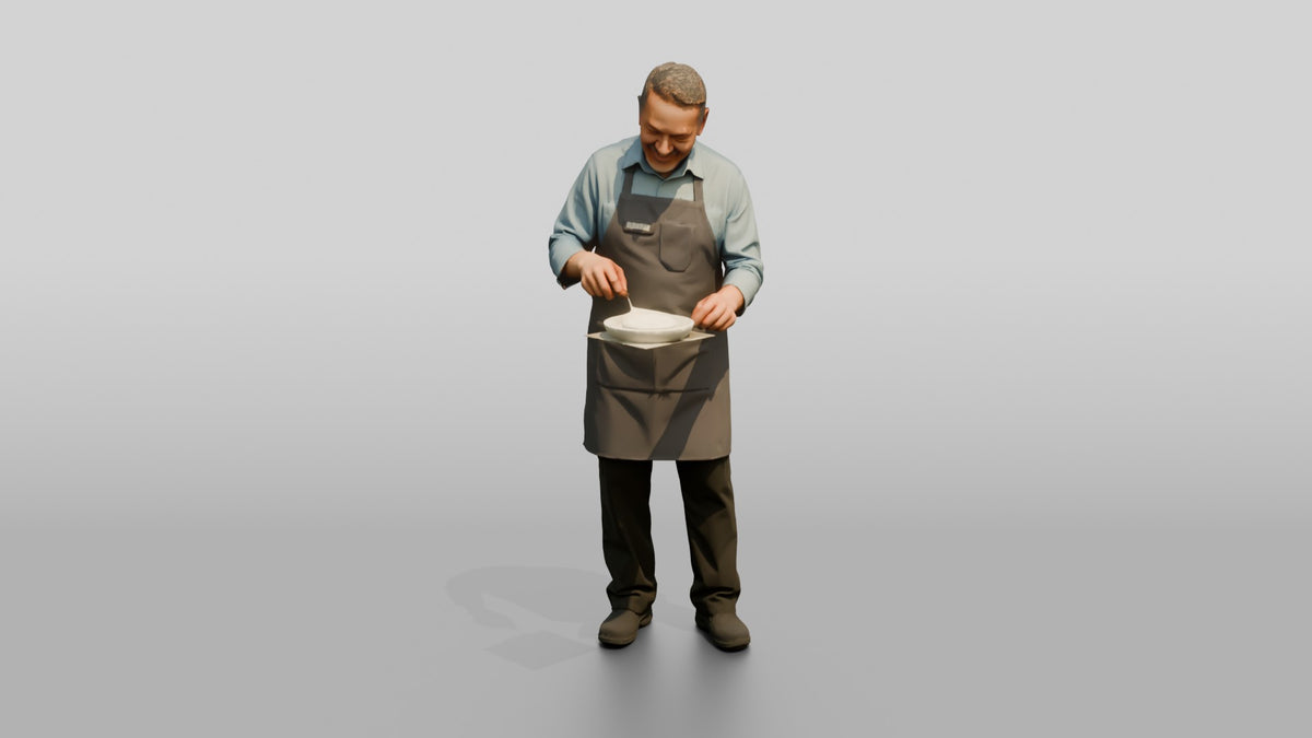 Hispanic Cafe Cook Plating Food - 3D character model, view 5