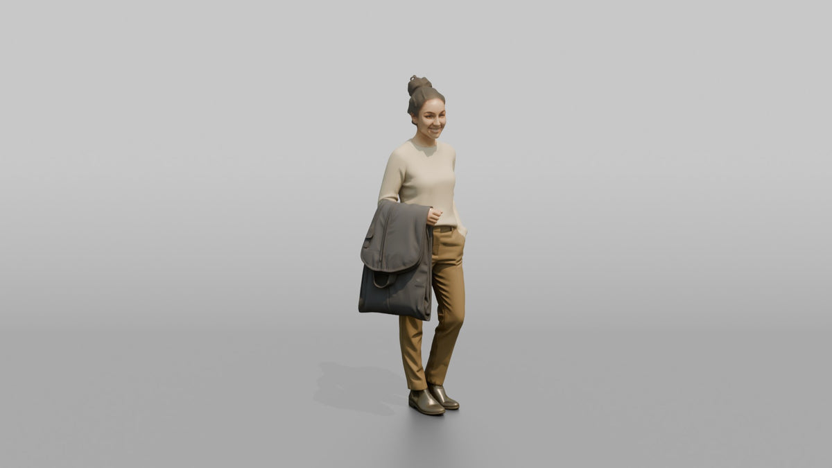 Woman Customer Carrying A Garment Bag Over One Arm - 3D character model