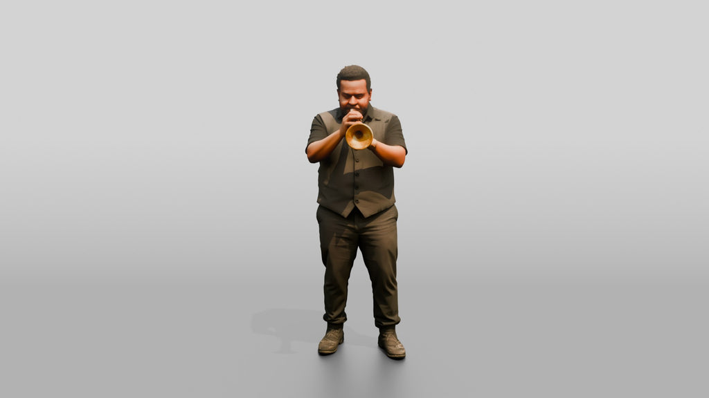 Jazz Trumpeter Playing Gold Trumpet