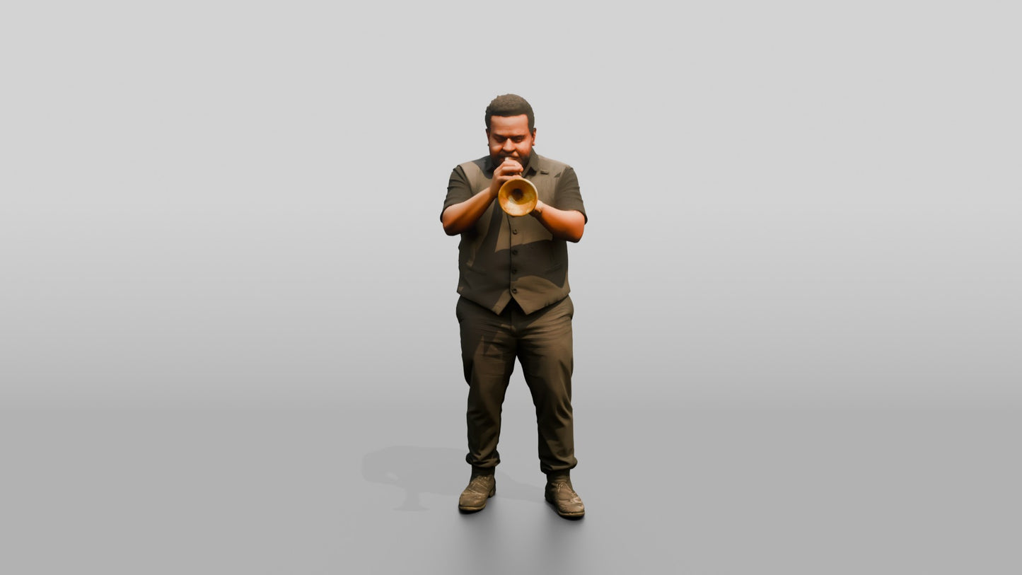 Jazz Trumpeter Playing Gold Trumpet