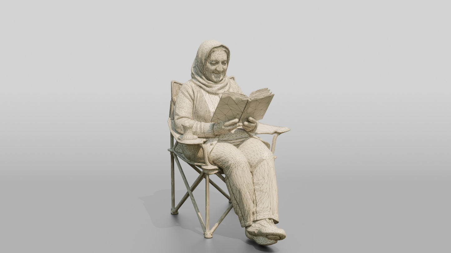 Elderly Woman Reading with Tea