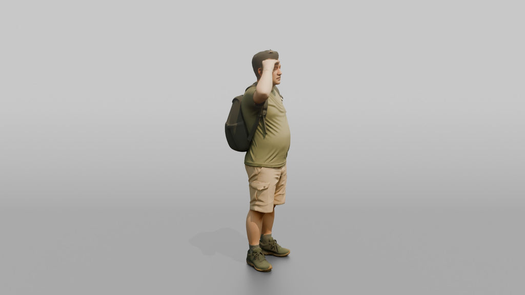 Hiker Shielding His Eyes from the Sun