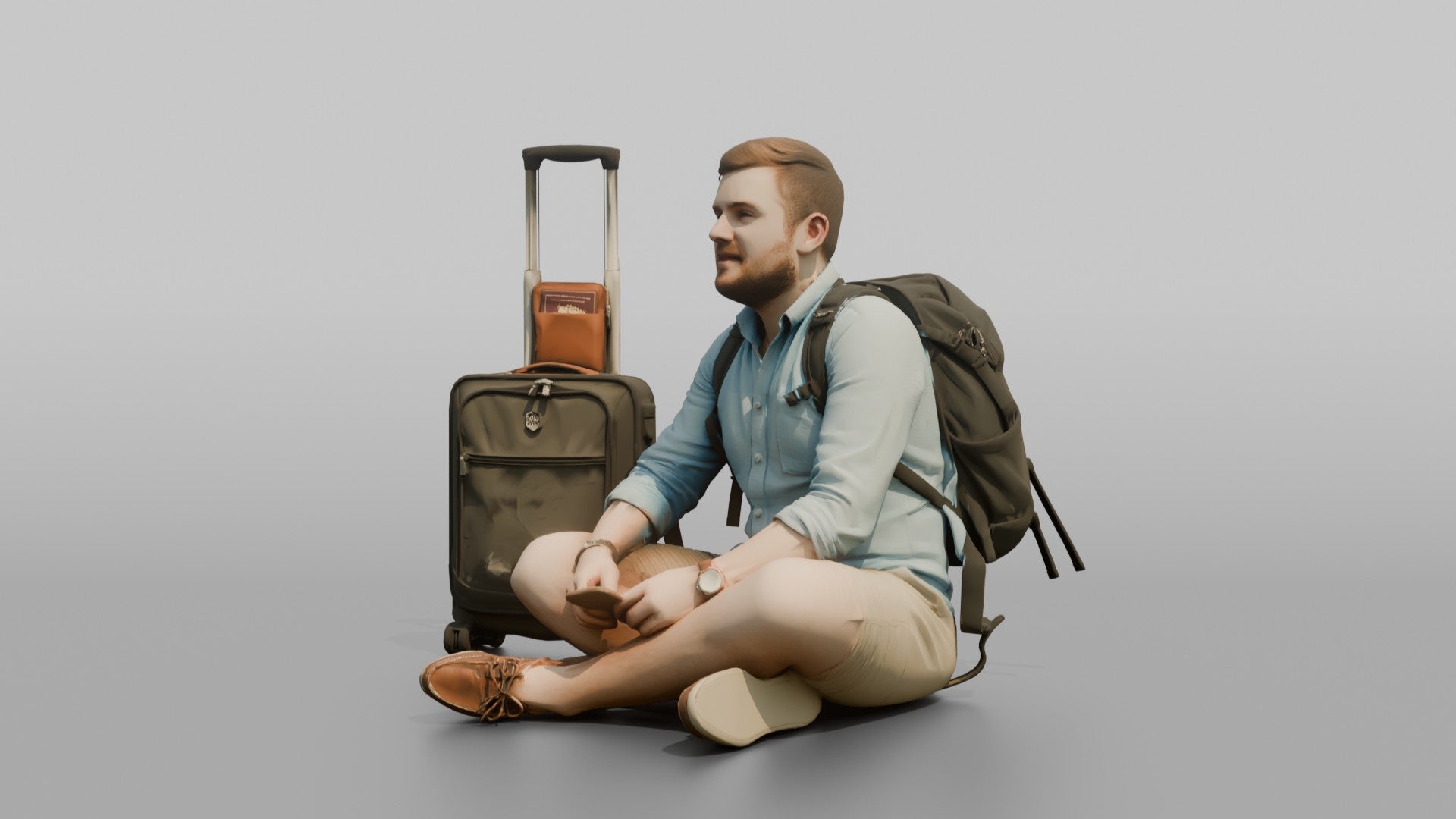 Traveler Sitting And Waiting At The Gate