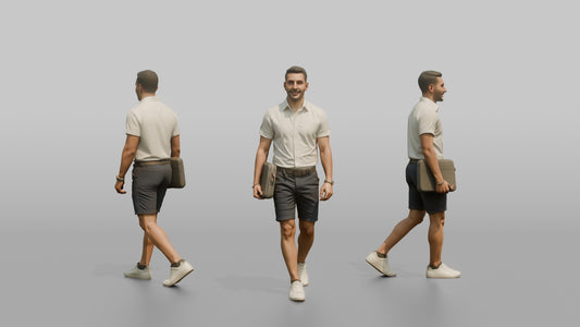 Vacationer Wearing Crisp Collar Shirt - 3D character model