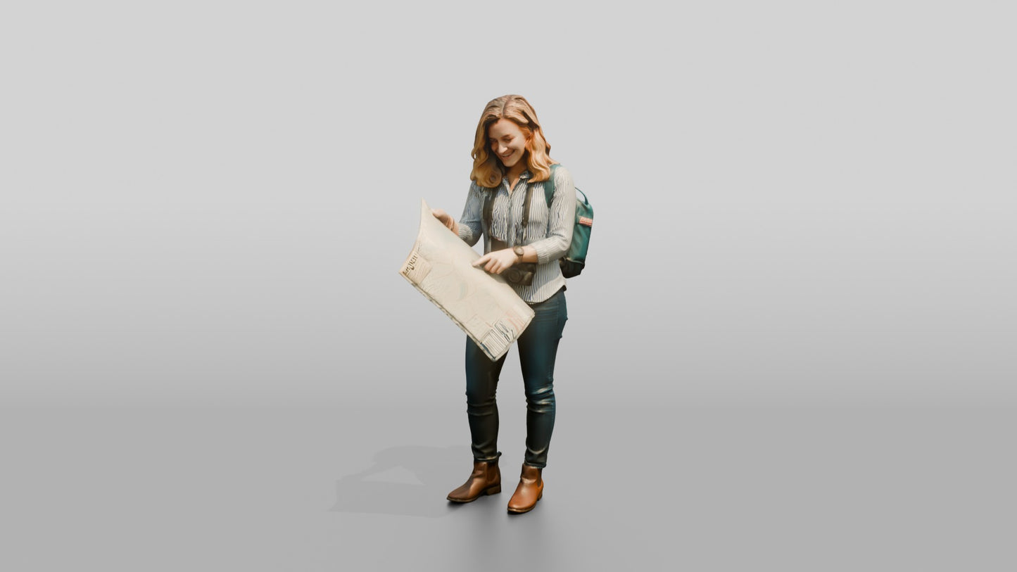 Woman Looking at Street Map