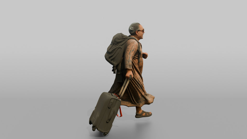 Traveler Jogging Late For A Flight