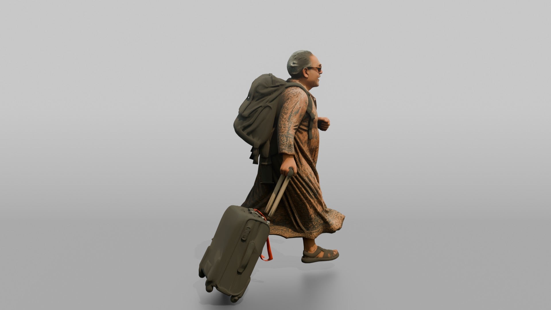 Traveler Jogging Late For A Flight