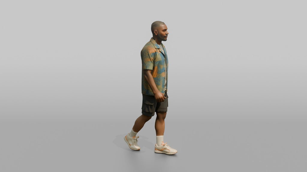 African Man in Ankara Print Shirt and Cargo Shorts
