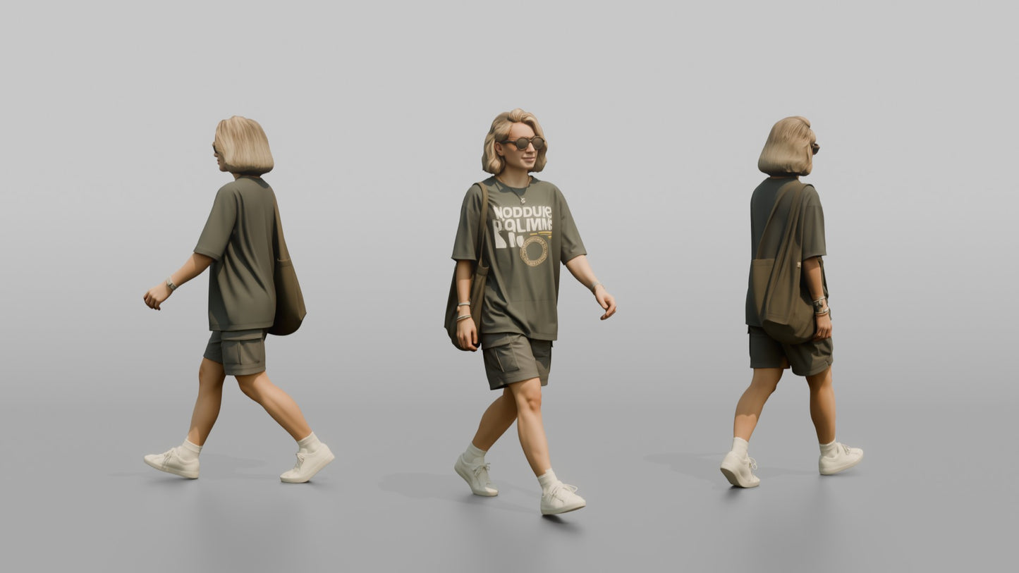 Scandinavian Woman Walking in an Oversized Graphic Tee