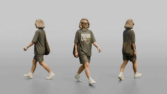 Scandinavian Woman Walking in an Oversized Graphic Tee