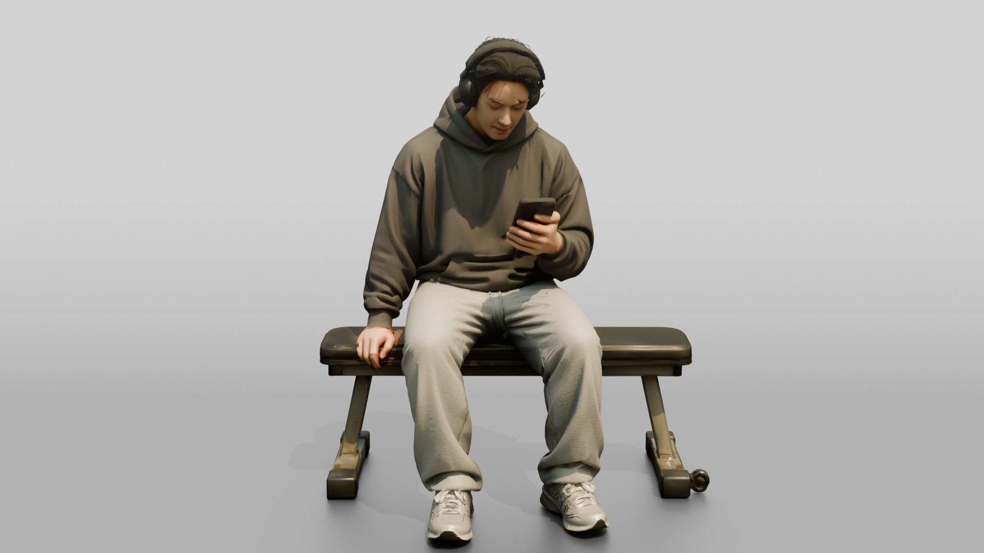 Man Sitting Checking Smartphone