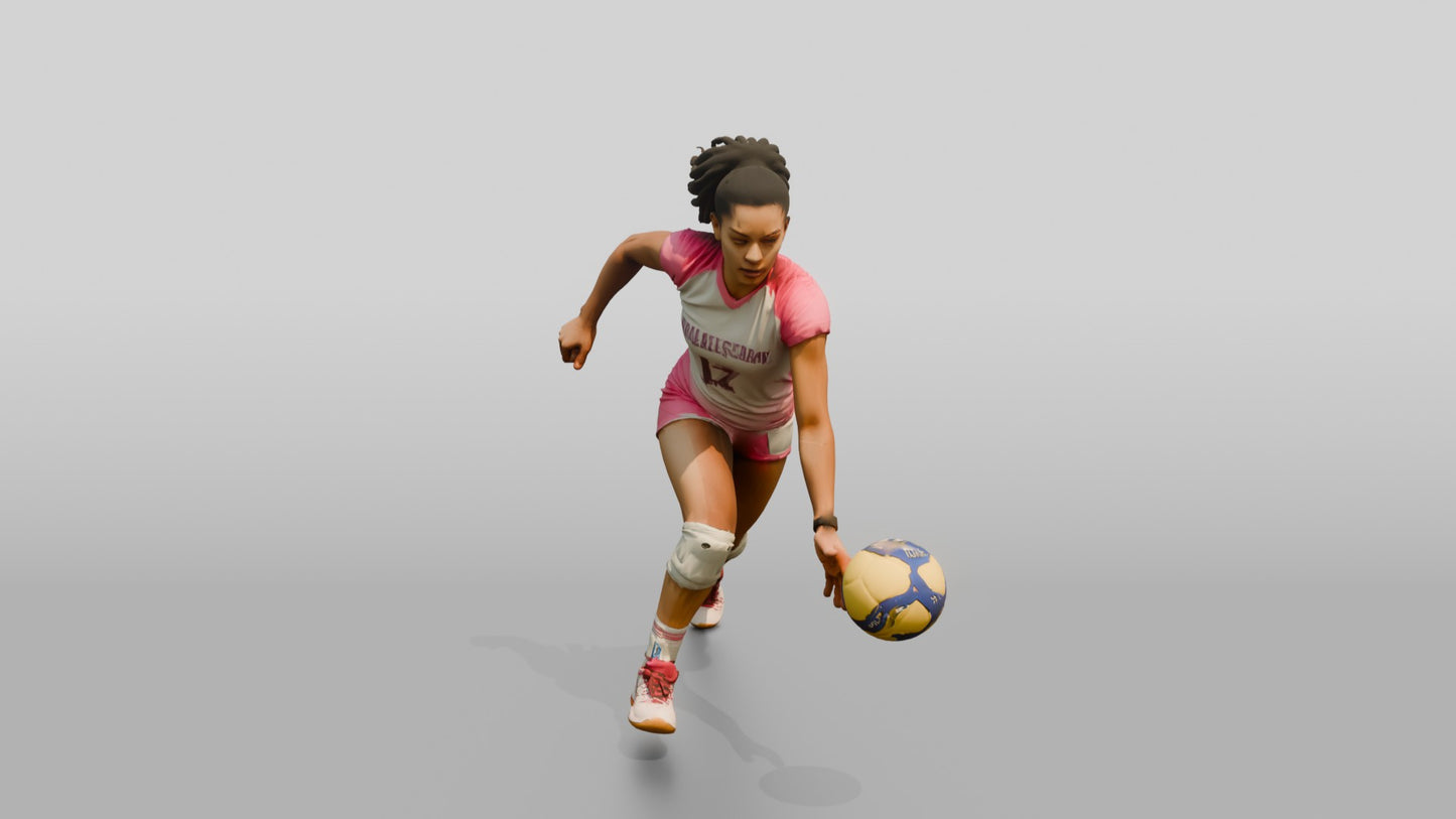 Latina Female Volleyball Player in White and Pink Uniform