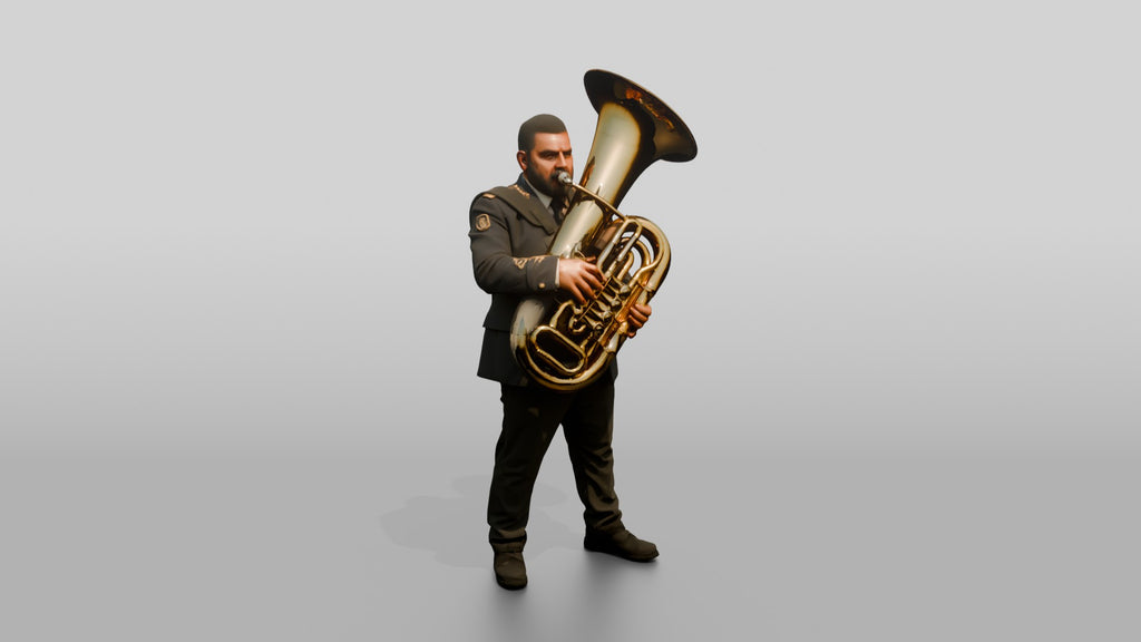Tubist Carrying Brass Tuba