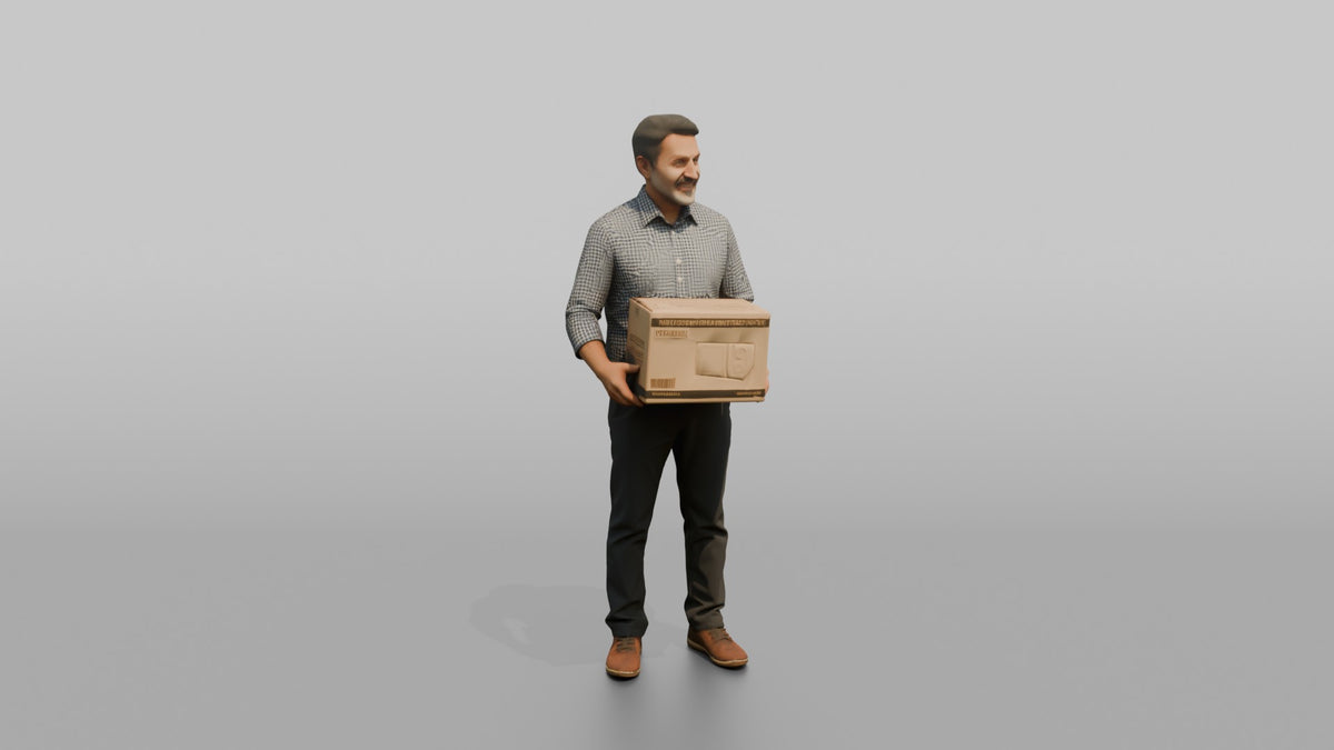 Man Customer Holding A Boxed Item - 3D character model